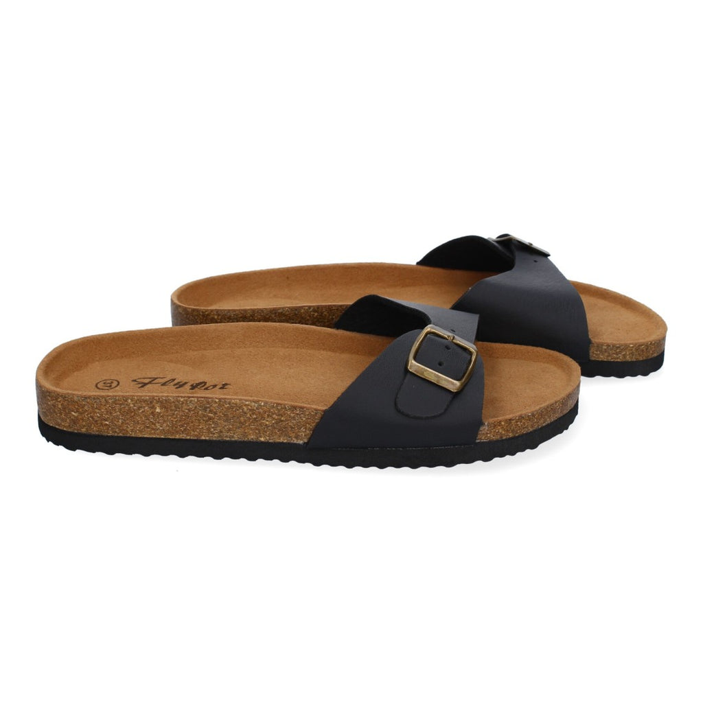 Sandalias Negras Mujer Bio Modernas Hebilla Planta Anatómica Elegantes
