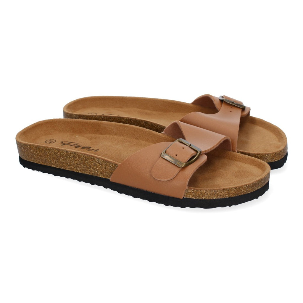 Sandalias Taupe Mujer Bio Modernas Hebilla Planta Anatómica Elegantes