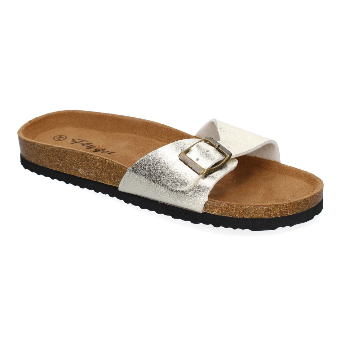 Sandalias Doradas Mujer Bio Modernas Hebilla Planta Anatómica Elegantes
