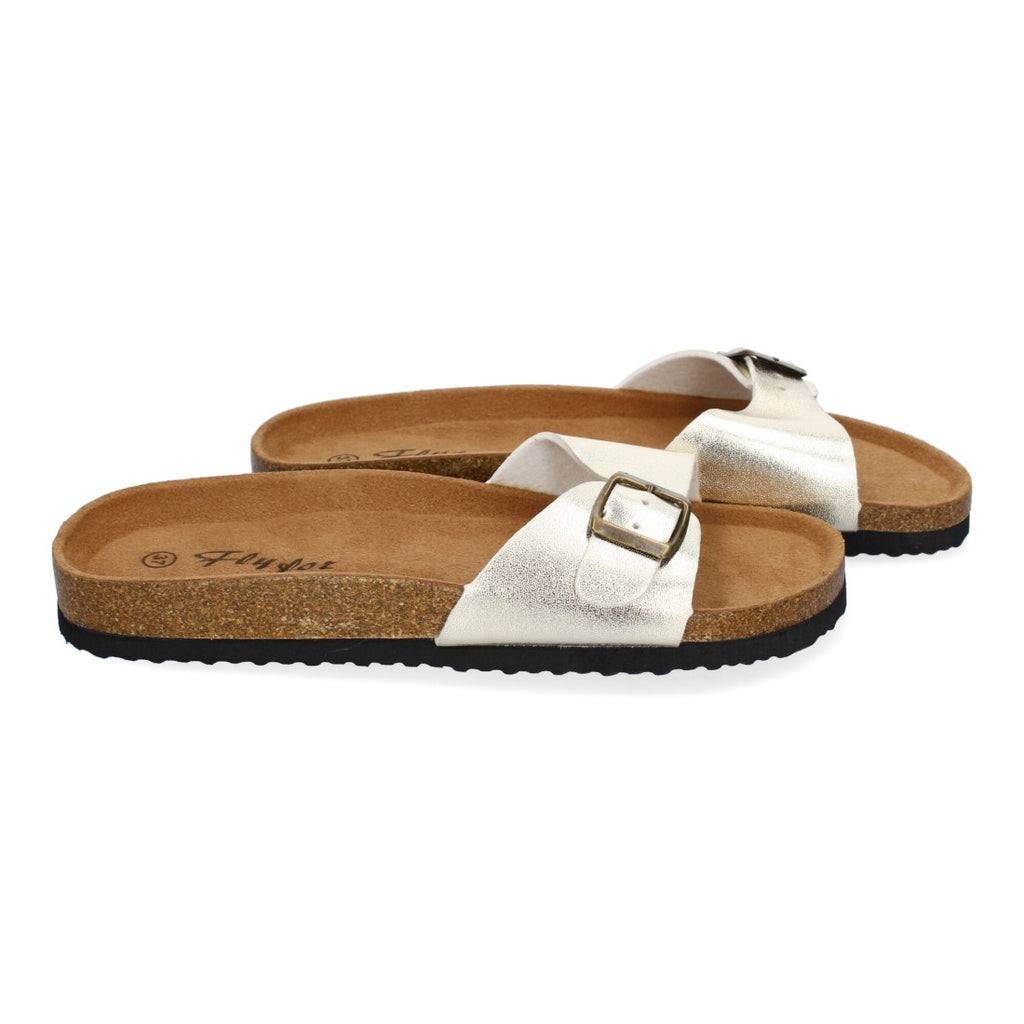 Sandalias Doradas Mujer Bio Modernas Hebilla Planta Anatómica Elegantes