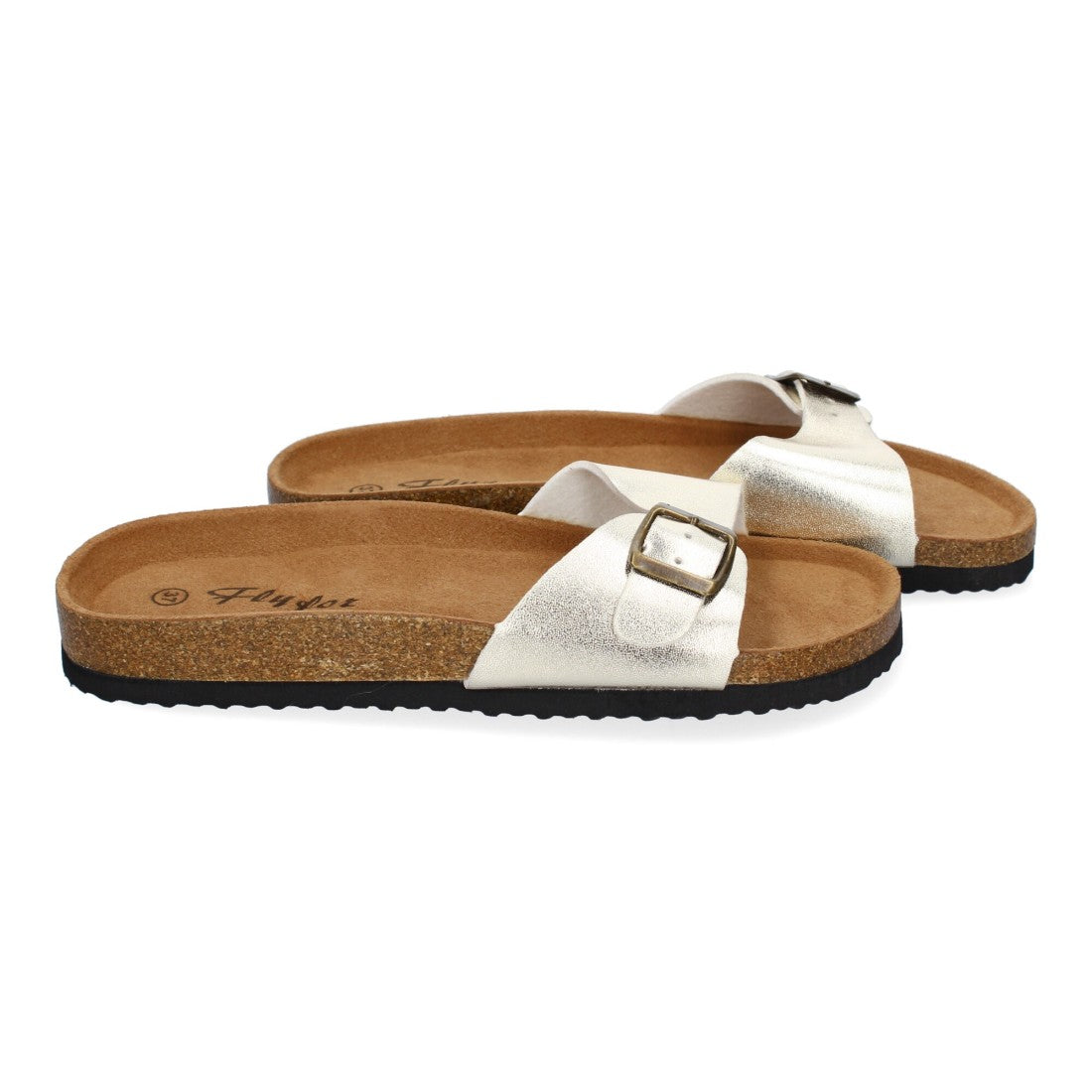 Sandalias Doradas Mujer Bio Modernas Hebilla Planta Anatómica Elegantes