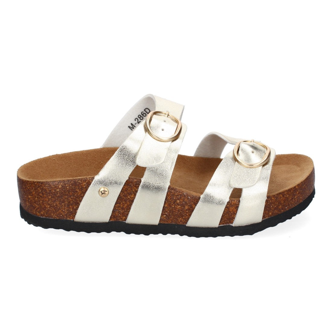 Sandalias Doradas Mujer Planas Doble Hebilla Material Bio Elegantes Cómodas