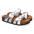 Sandalias Plateadas Mujer Planas Doble Hebilla Material Bio Elegantes Cómodas