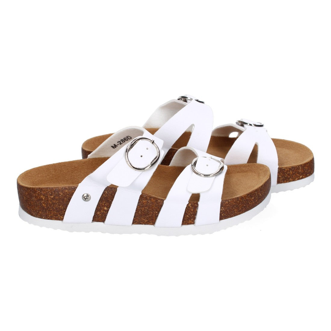 Sandalias Blancas Mujer Planas Doble Hebilla Material Bio Elegantes Cómodas