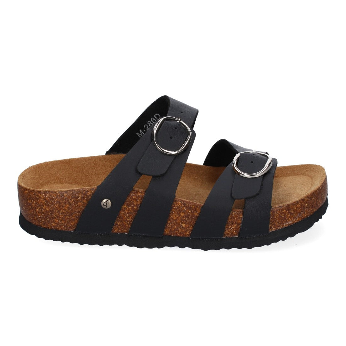 Sandalias Negras Mujer Planas Doble Hebilla Material Bio Elegantes Cómodas