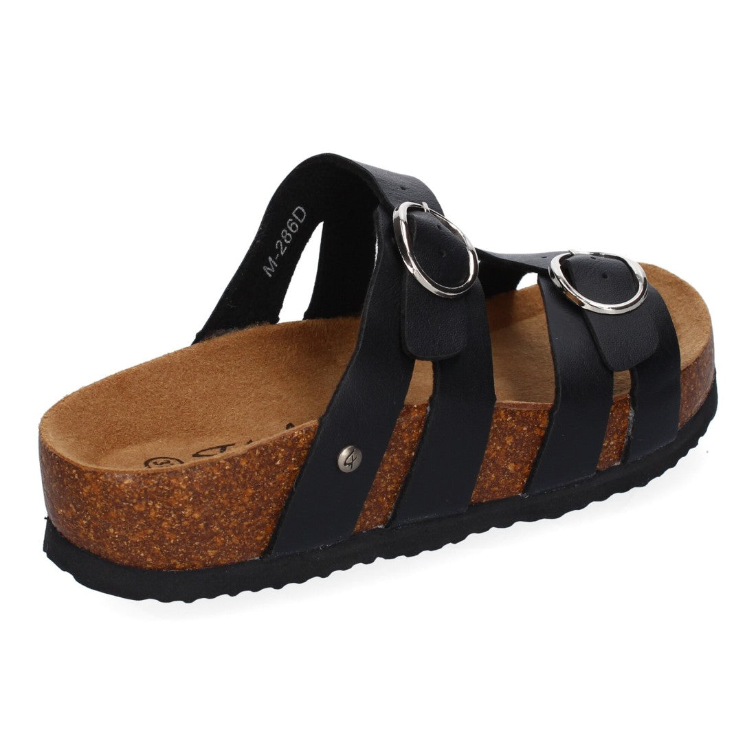 Sandalias Negras Mujer Planas Doble Hebilla Material Bio Elegantes Cómodas