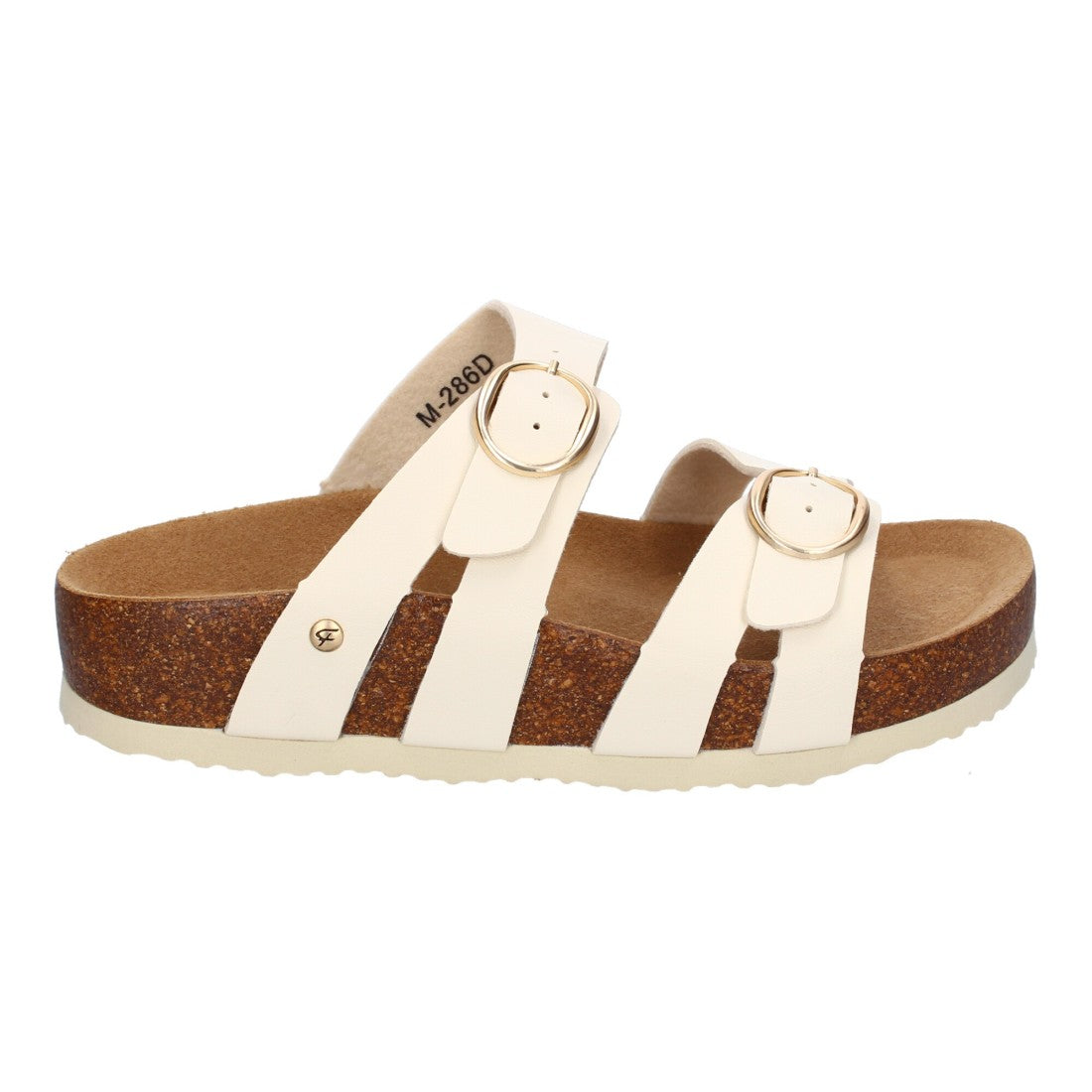 Sandalias Beige Mujer Planas Doble Hebilla Material Bio Elegantes Cómodas