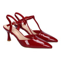 Pumps Burdeos Mujer Tacón Fino Punta Fina Tira Empeine Hebilla Elegantes