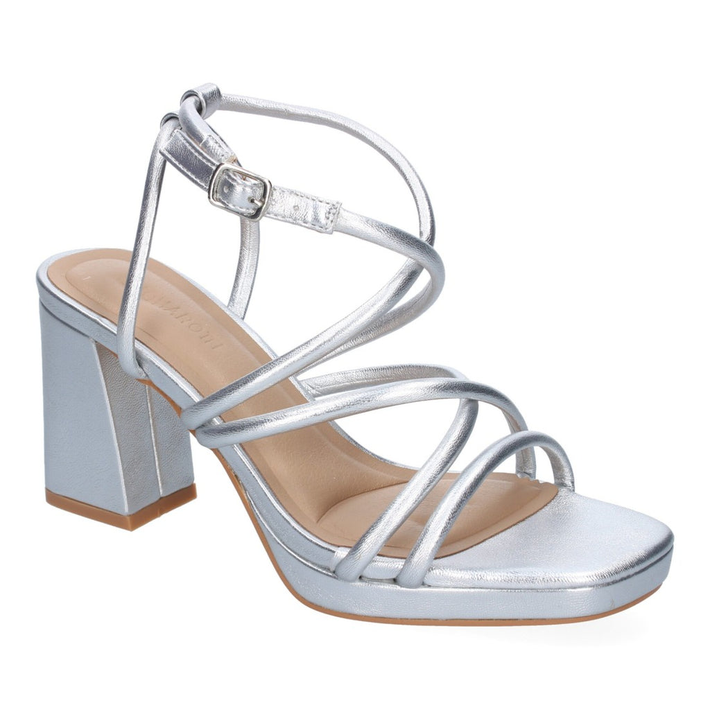 Glitzernde silberne Sandalen mit Absatz elegant für Party Hochzeit