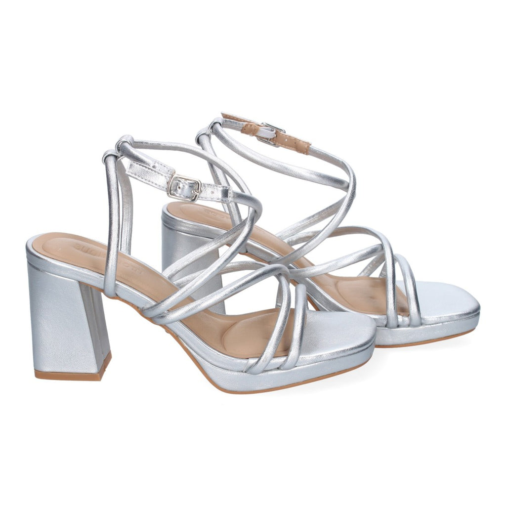 Glitzernde silberne Sandalen mit Absatz elegant für Party Hochzeit