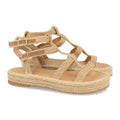 Sandalias Camel Mujer Planas Pala T Yute Hebilla Elegantes