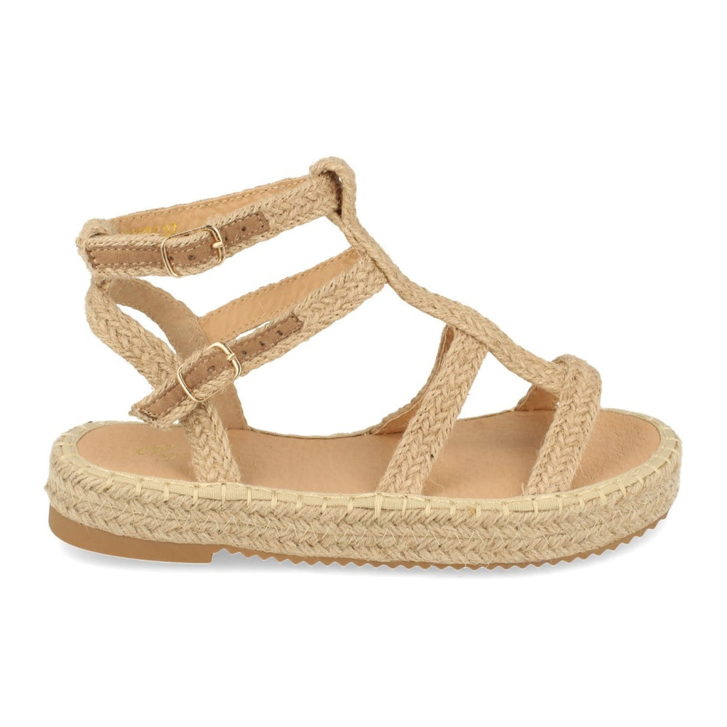 Sandalias Camel Mujer Planas Pala T Yute Hebilla Elegantes