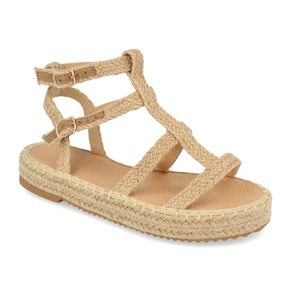 Sandalias Camel Mujer Planas Pala T Yute Hebilla Elegantes