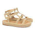 Sandalias Beige Mujer Planas Pala T Yute Hebilla Elegantes