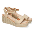 Sandalias Beige Mujer Cuña Yute Hebilla Ajustable Elegantes