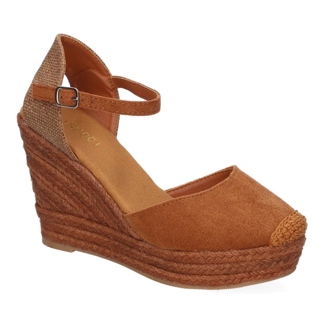 Sandalias Camel Mujer Cuña Yute Tobillo Ajustable Cómodas
