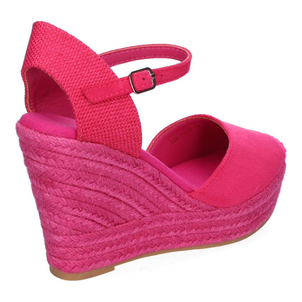 Sandalias Rosas Mujer Cuña Yute Tobillo Ajustable Cómodas
