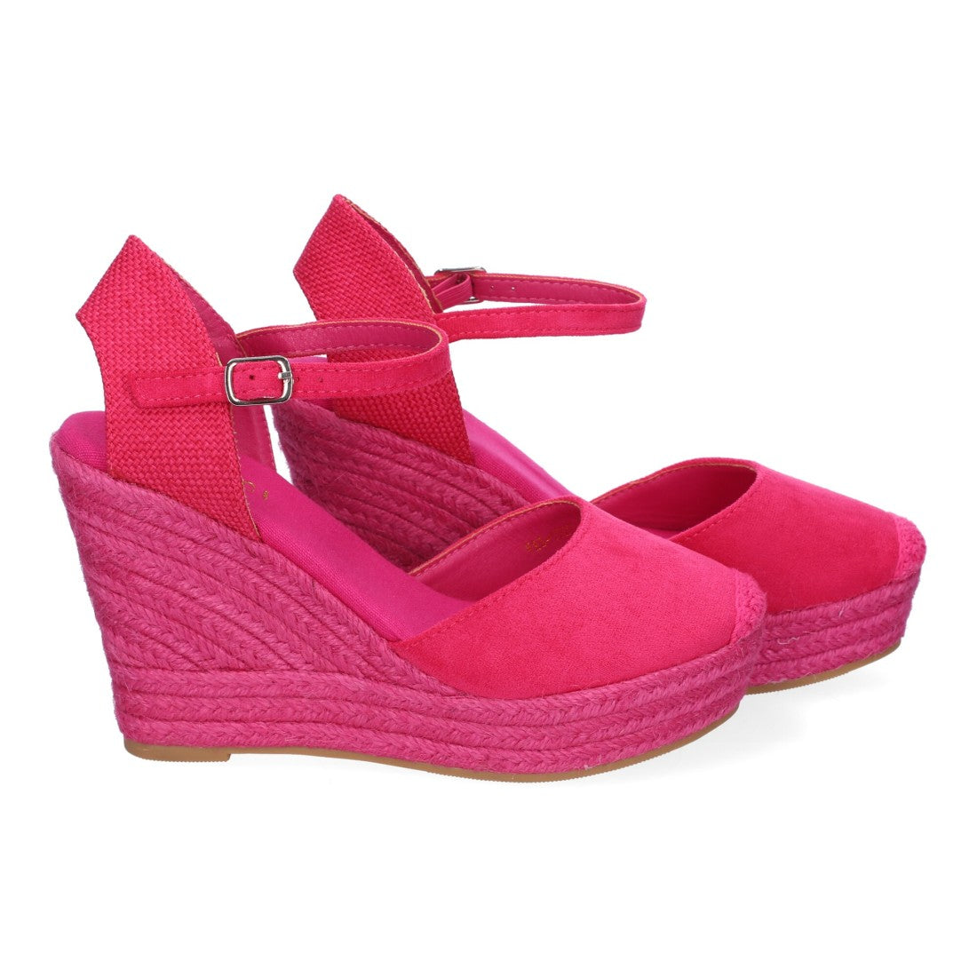 Sandalias Rosas Mujer Cuña Yute Tobillo Ajustable Cómodas