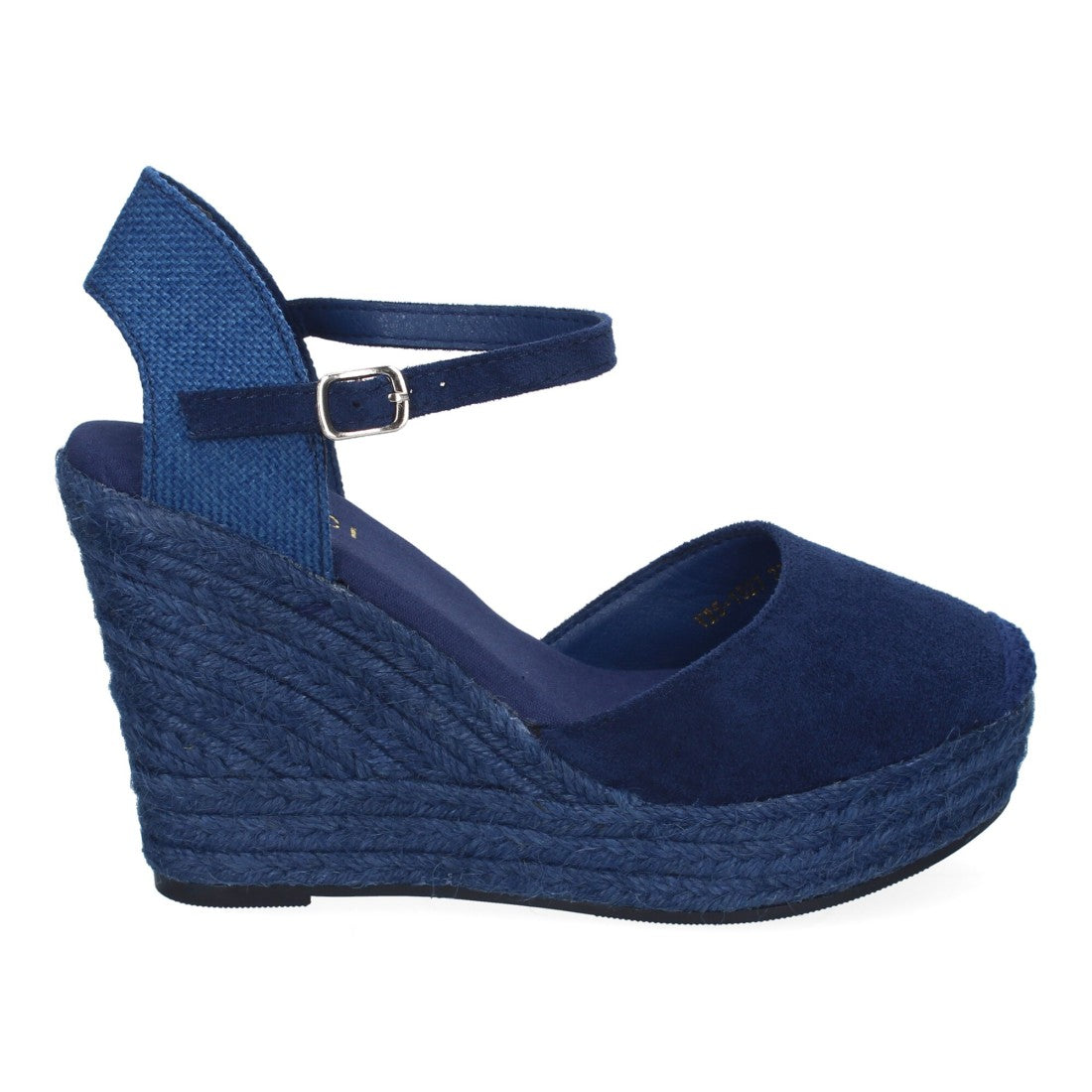 Sandalias Azul Marino Mujer Cuña Yute Tobillo Ajustable Cómodas