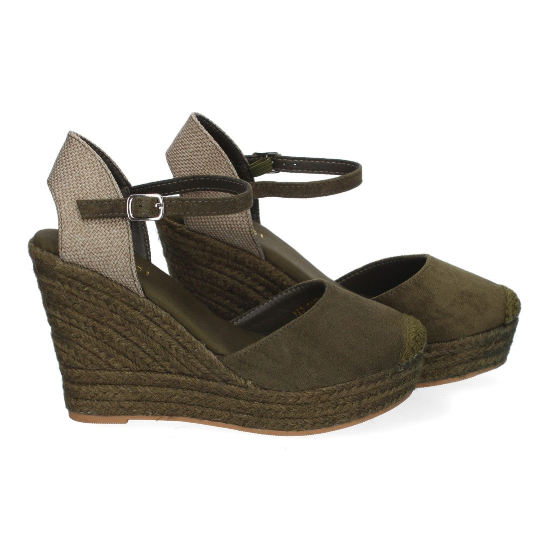 Sandalias Verdes Mujer Cuña Yute Tobillo Ajustable Cómodas