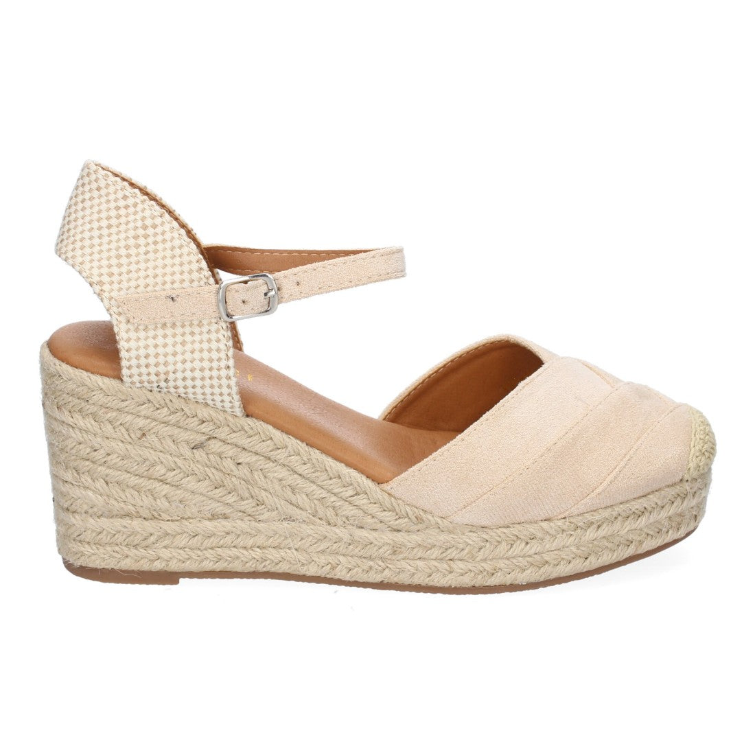Sandalias Beige Mujer Cuña Yute Detalles Costura Cómodas