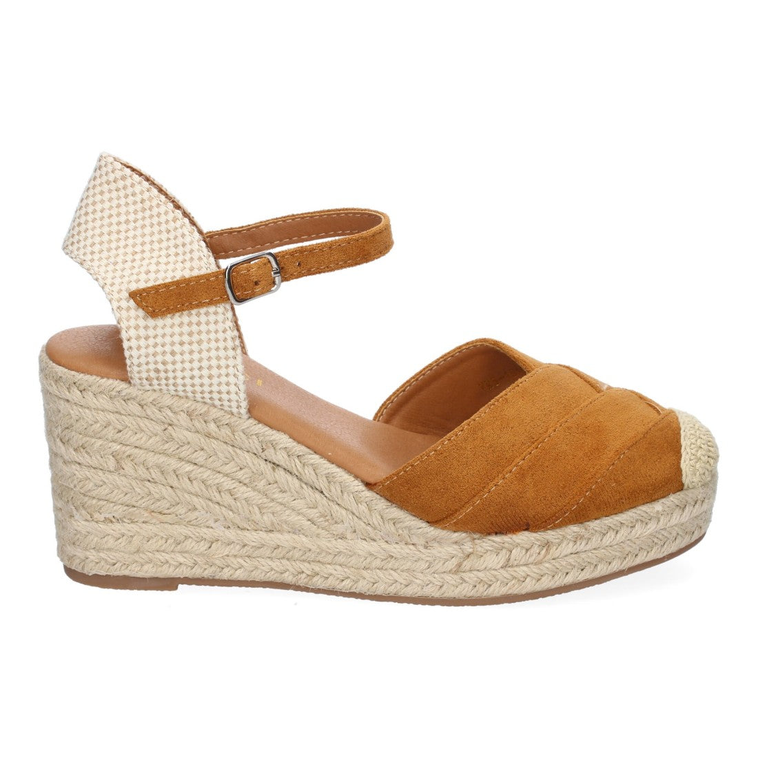 Sandalias Camel Mujer Cuña Yute Detalles Costura Cómodas