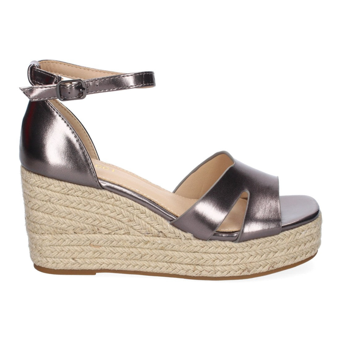 Sandalias Plomo Mujer Cuña Yute Cómodas Elegantes