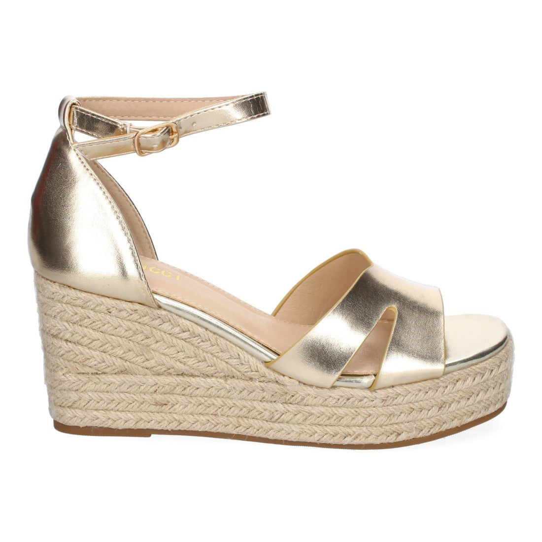 Sandalias Doradas Mujer Cuña Yute Cómodas Elegantes
