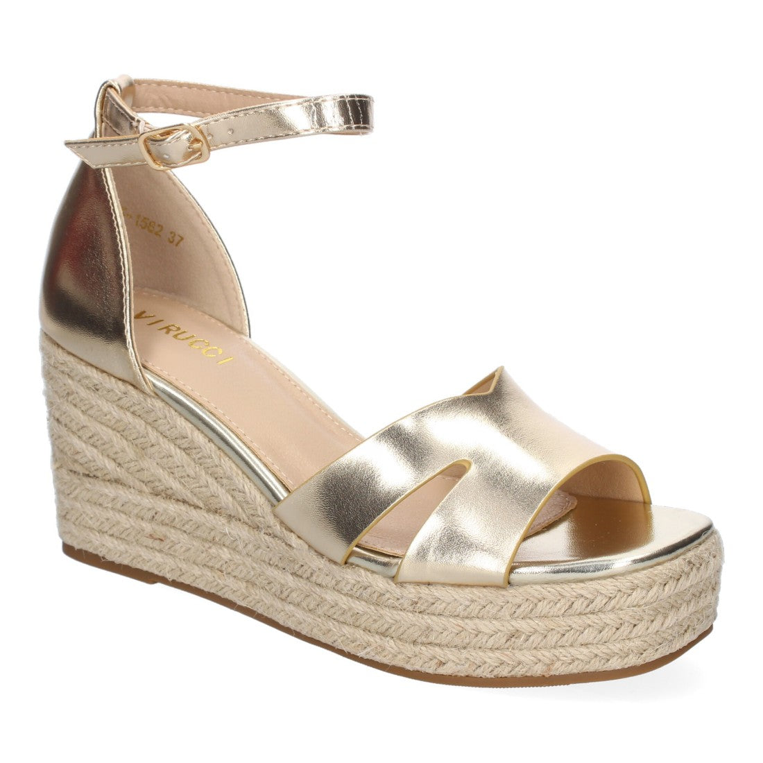 Sandalias Doradas Mujer Cuña Yute Cómodas Elegantes
