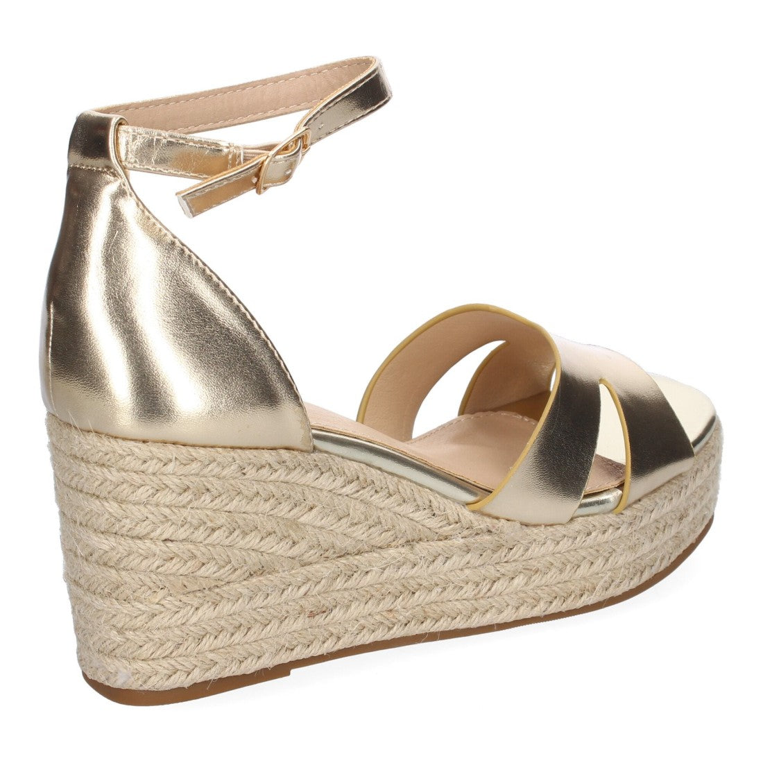 Sandalias Doradas Mujer Cuña Yute Cómodas Elegantes