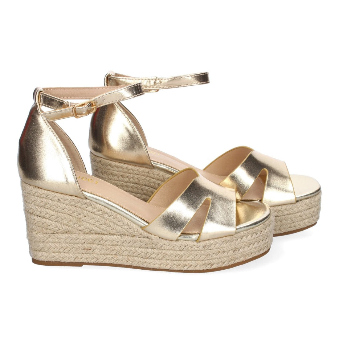 Sandalias Doradas Mujer Cuña Yute Cómodas Elegantes