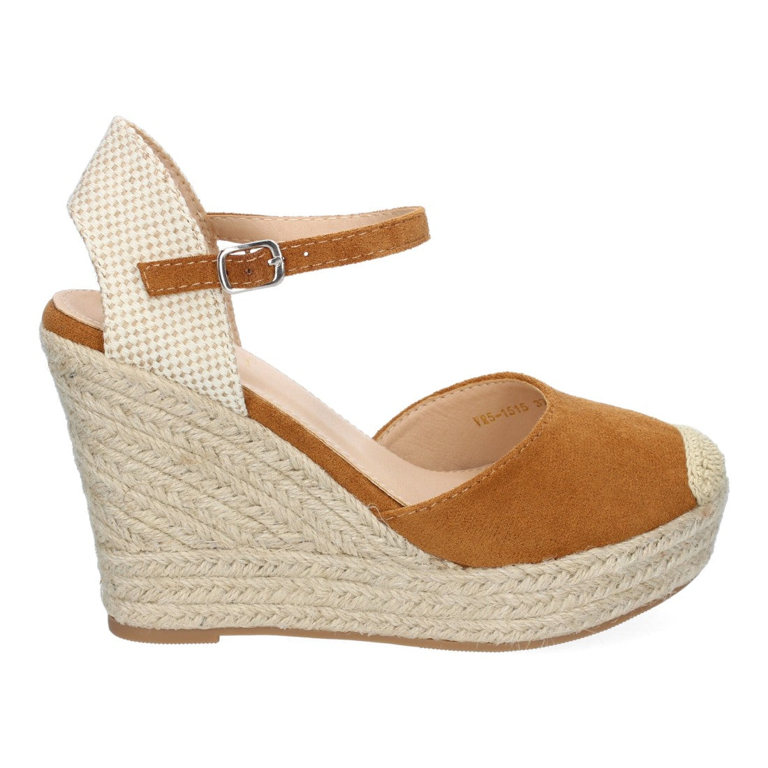 Sandalias Camel Mujer Cuña Yute Punta Bordada Cómodas
