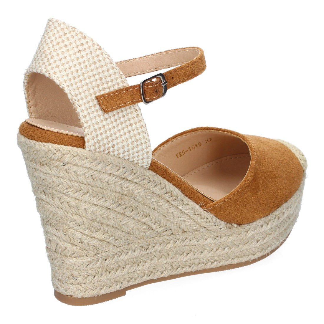 Sandalias Camel Mujer Cuña Yute Punta Bordada Cómodas
