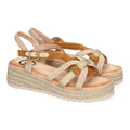 Sandalias Camel Mujer Plataforma Yute Tiras Cruzadas Empeine Hebilla Elegantes