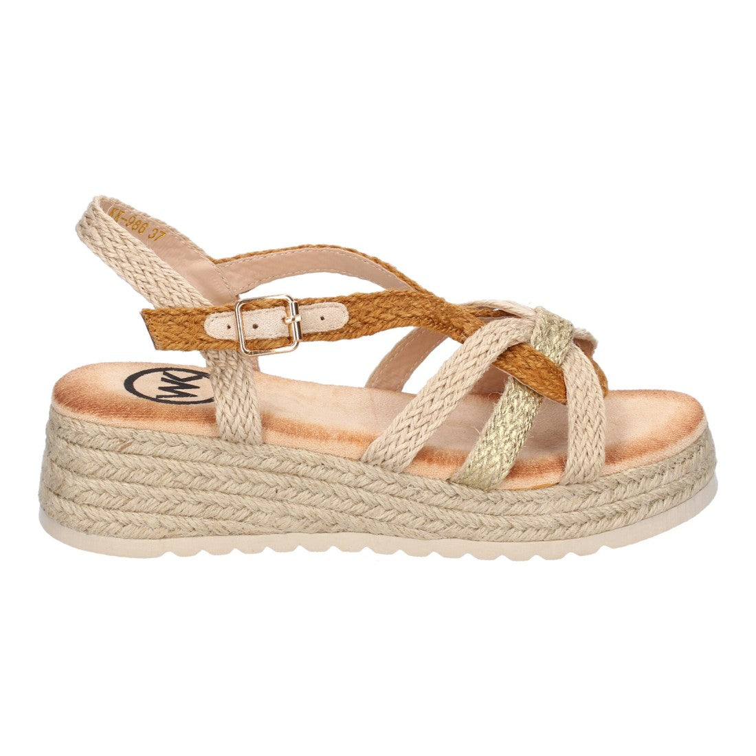 Sandalias Camel Mujer Plataforma Yute Tiras Cruzadas Empeine Hebilla Elegantes