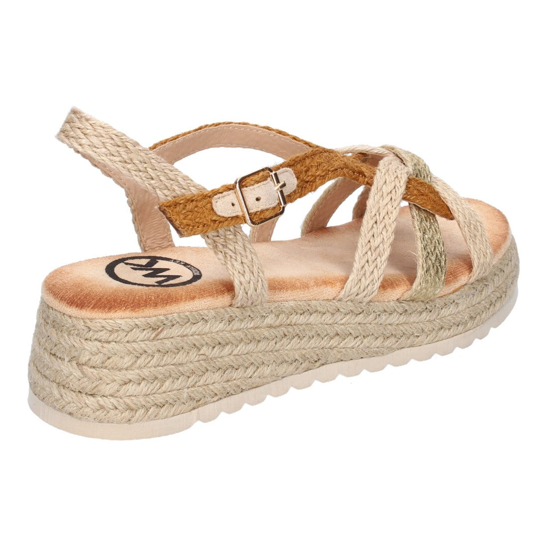 Sandalias Camel Mujer Plataforma Yute Tiras Cruzadas Empeine Hebilla Elegantes
