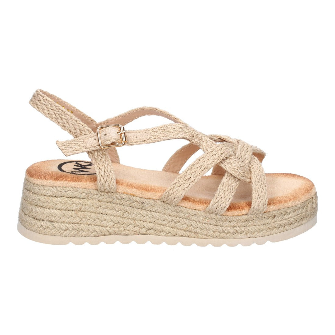 Sandalias Beige Mujer Plataforma Yute Tiras Cruzadas Empeine Hebilla Elegantes