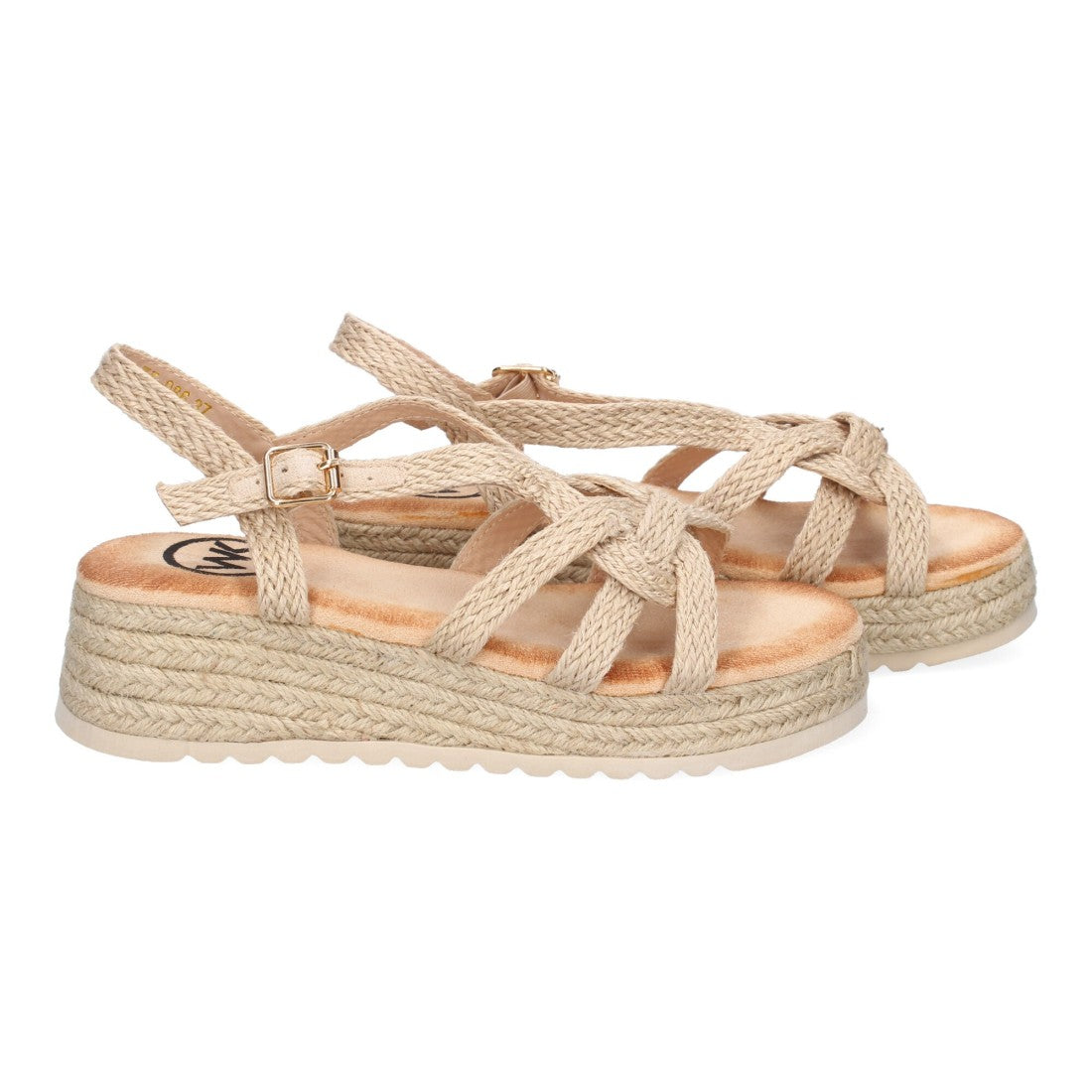 Sandalias Beige Mujer Plataforma Yute Tiras Cruzadas Empeine Hebilla Elegantes