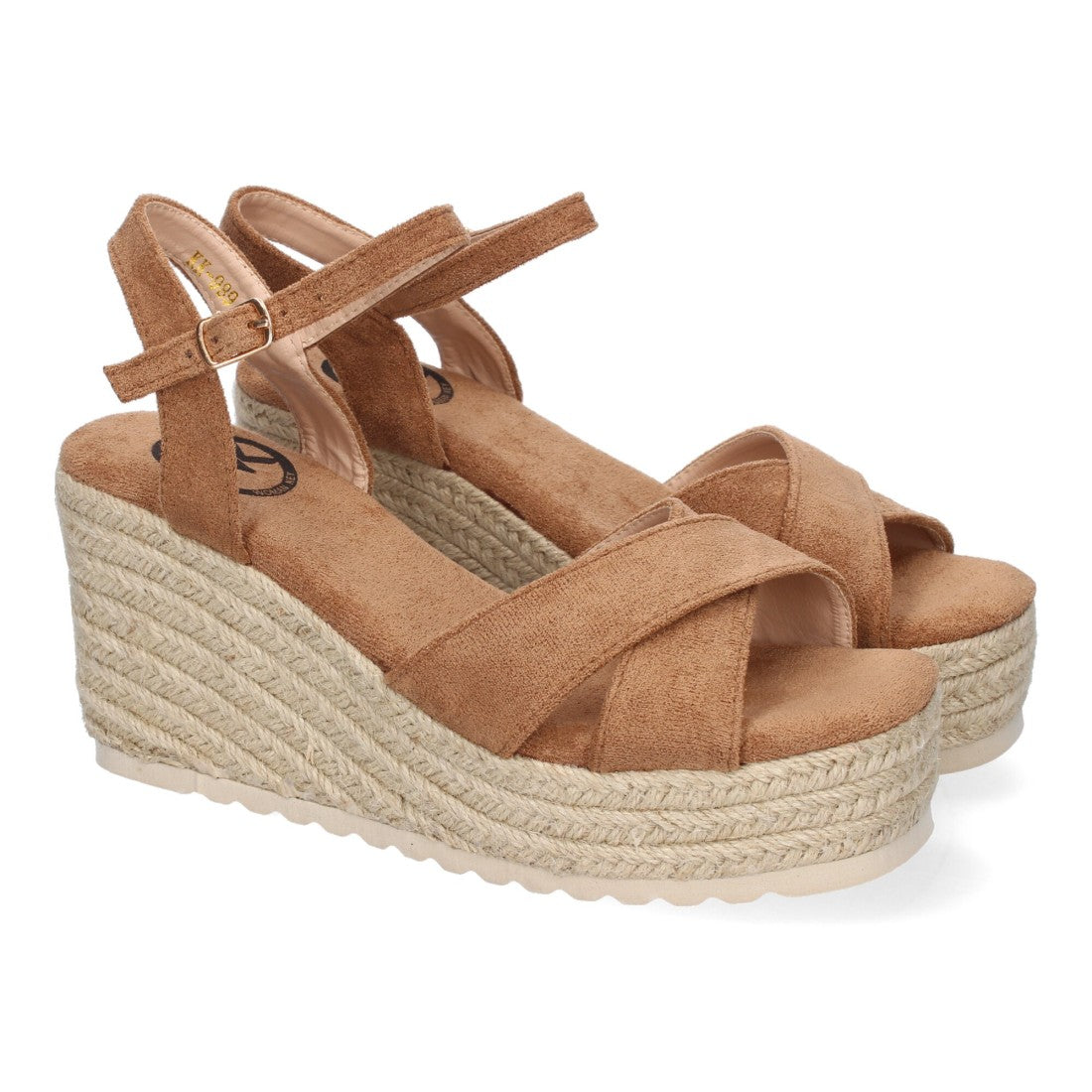 Sandalias Kaki Mujer Cuña Yute Diseño Trenzado Pala Hebilla Elegantes