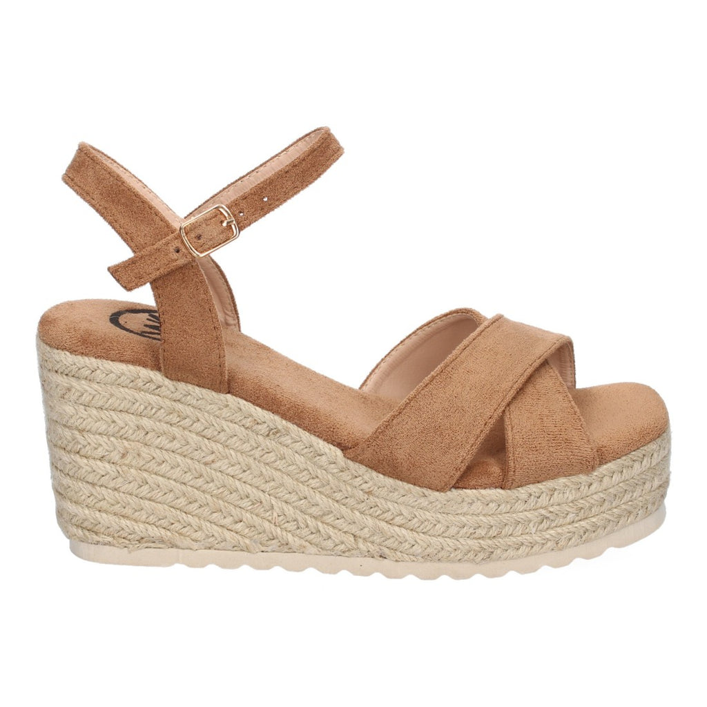 Sandalias Kaki Mujer Cuña Yute Diseño Trenzado Pala Hebilla Elegantes