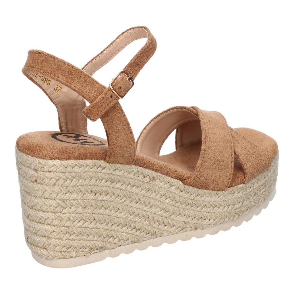 Sandalias Kaki Mujer Cuña Yute Diseño Trenzado Pala Hebilla Elegantes