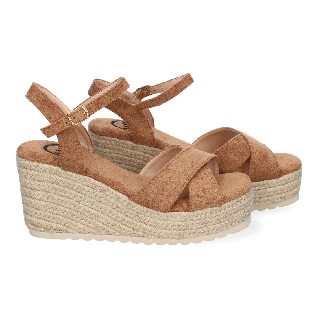 Sandalias Kaki Mujer Cuña Yute Diseño Trenzado Pala Hebilla Elegantes