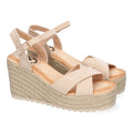 Sandalias Beige Mujer Cuña Yute Diseño Trenzado Pala Hebilla Elegantes