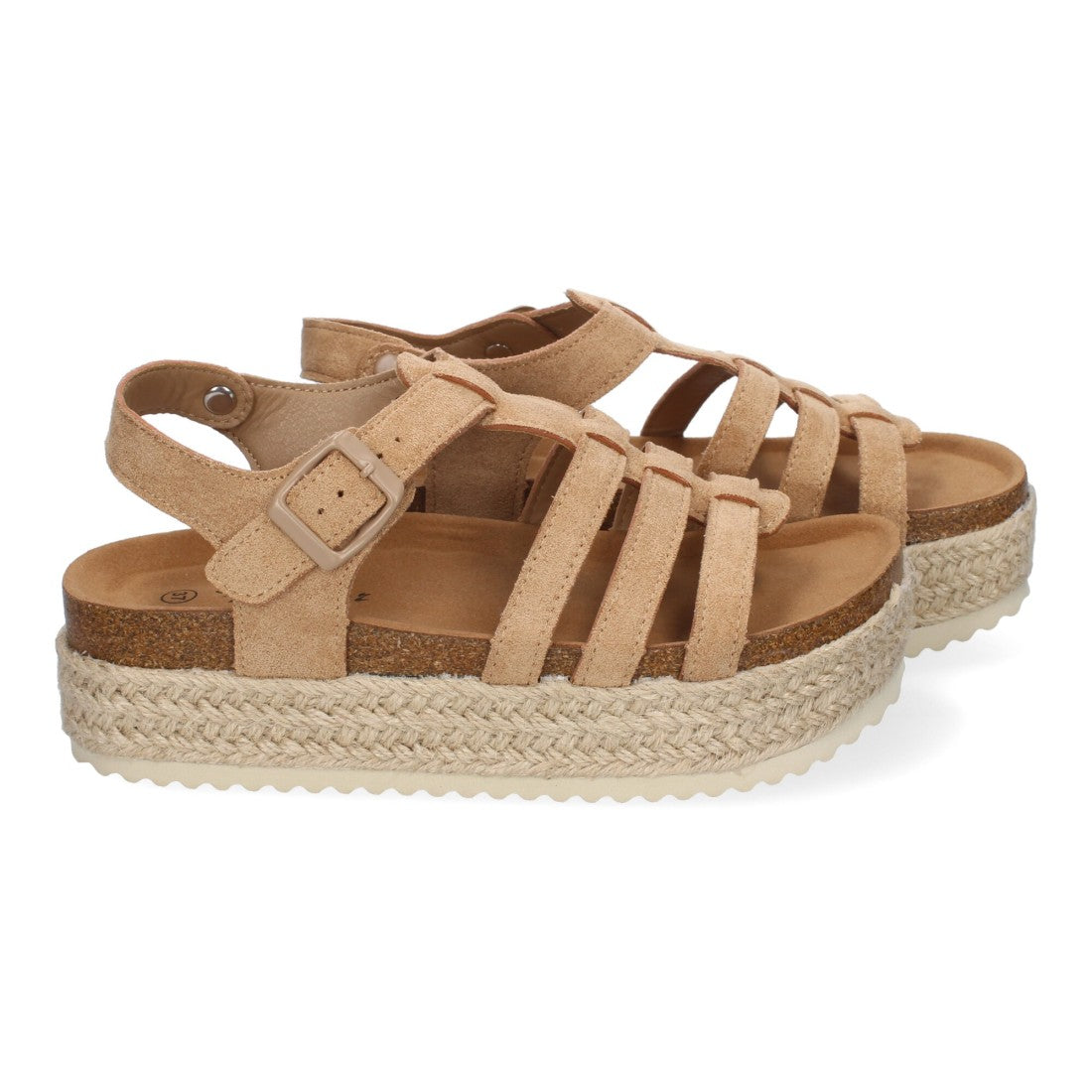 Sandalias Kaki Mujer Plataforma Yute Tiras Cruzadas Hebilla Elegantes