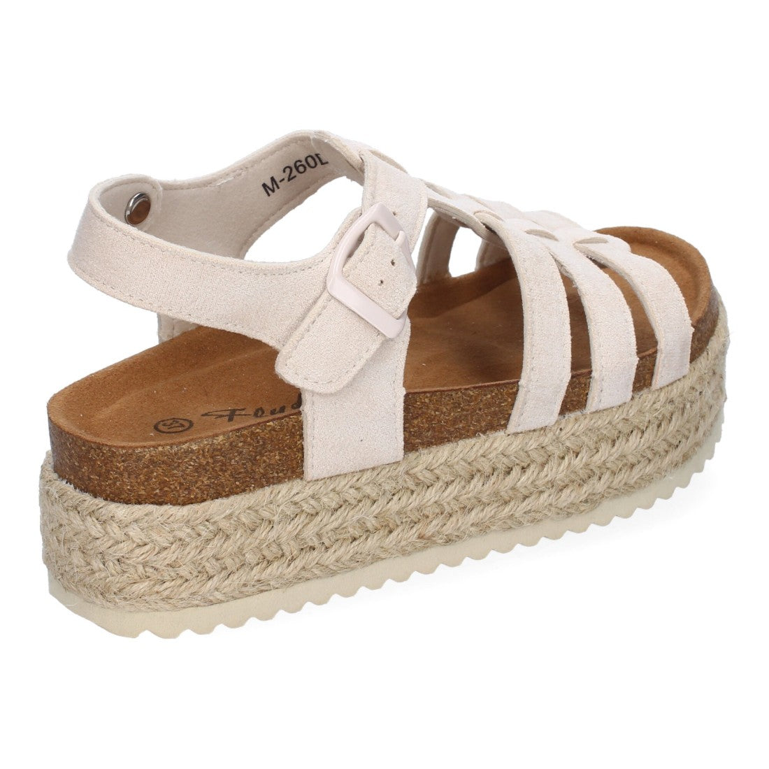 Sandalias Beige Mujer Plataforma Yute Tiras Cruzadas Hebilla Elegantes