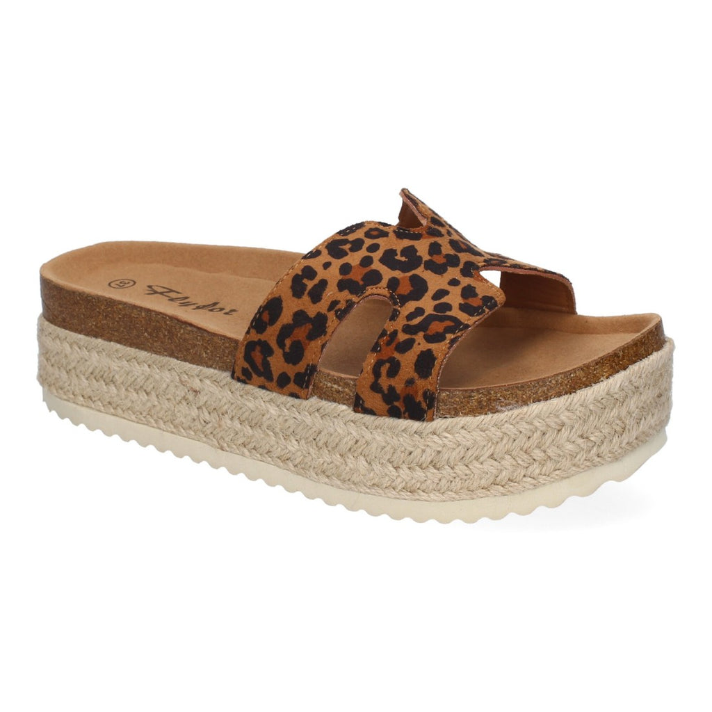 Sandalias Leopardo Mujer Planas Bio Plantilla Anatómica Elegantes Cómodas