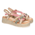 Sandalias Rosa Mujer Plataforma Yute Tiras Cruzadas Empeine Hebilla Elegantes