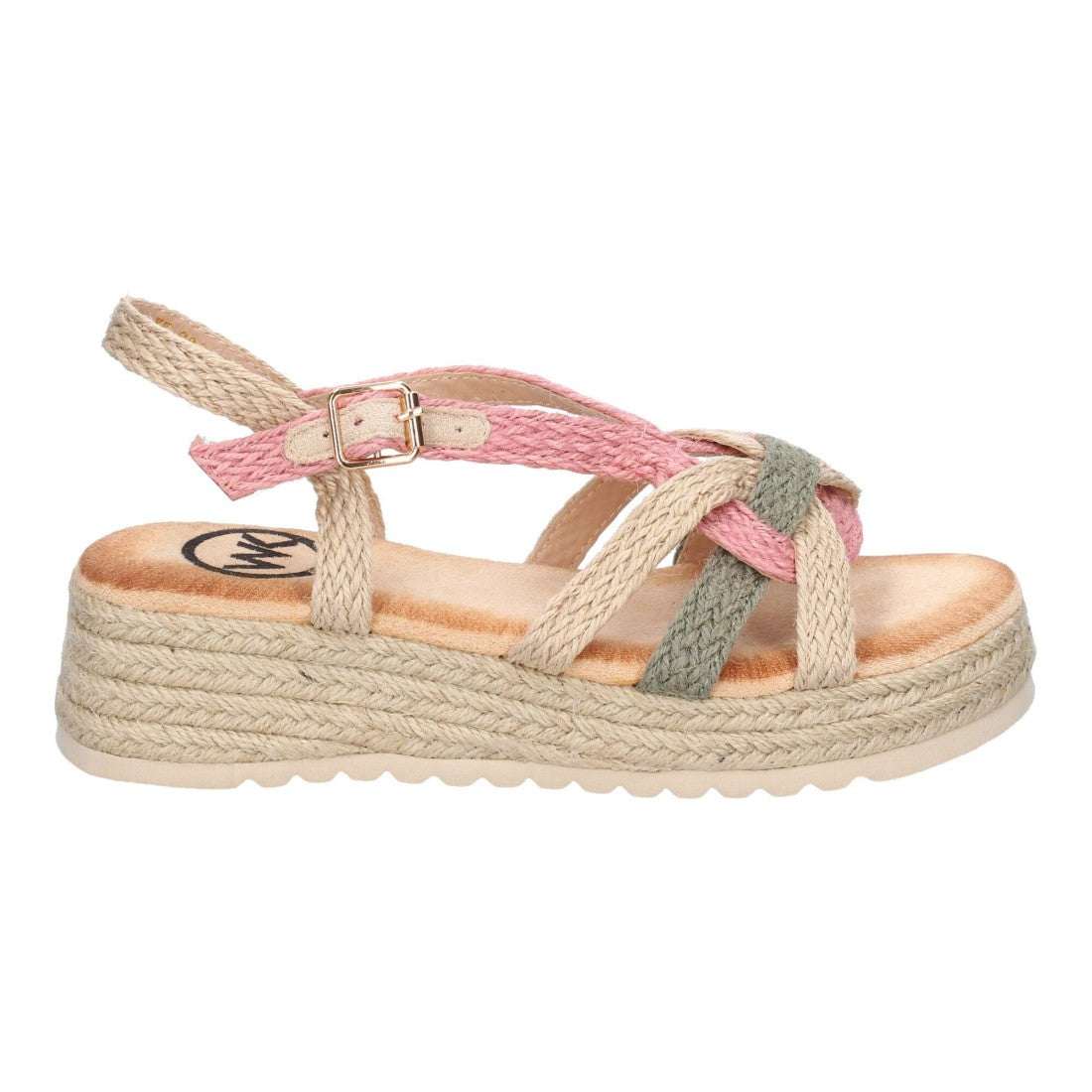 Sandalias Rosa Mujer Plataforma Yute Tiras Cruzadas Empeine Hebilla Elegantes
