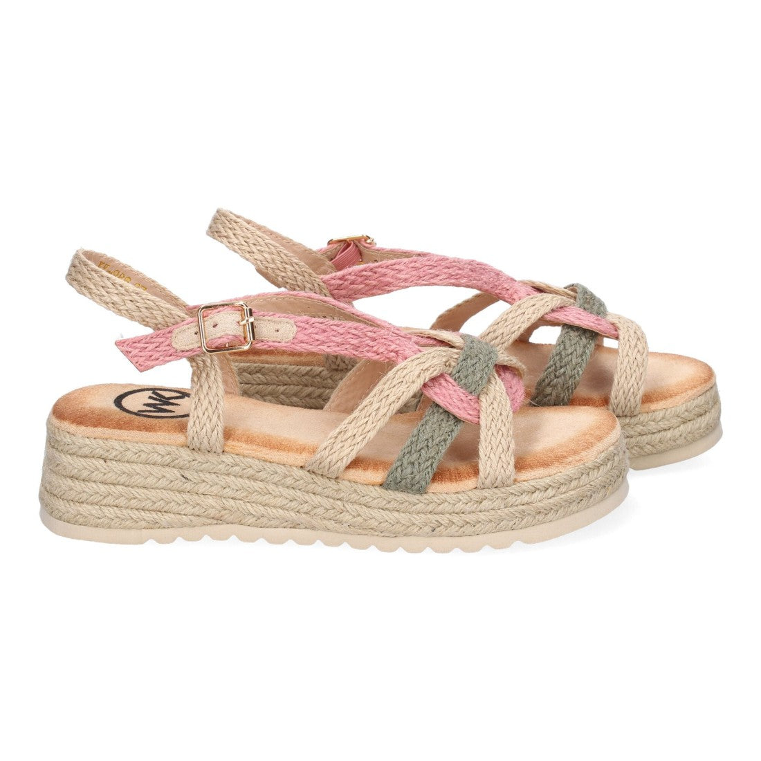 Sandalias Rosa Mujer Plataforma Yute Tiras Cruzadas Empeine Hebilla Elegantes