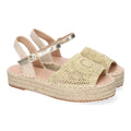 Sandalias Doradas Mujer Plataforma Yute Entrelazadas Elegantes